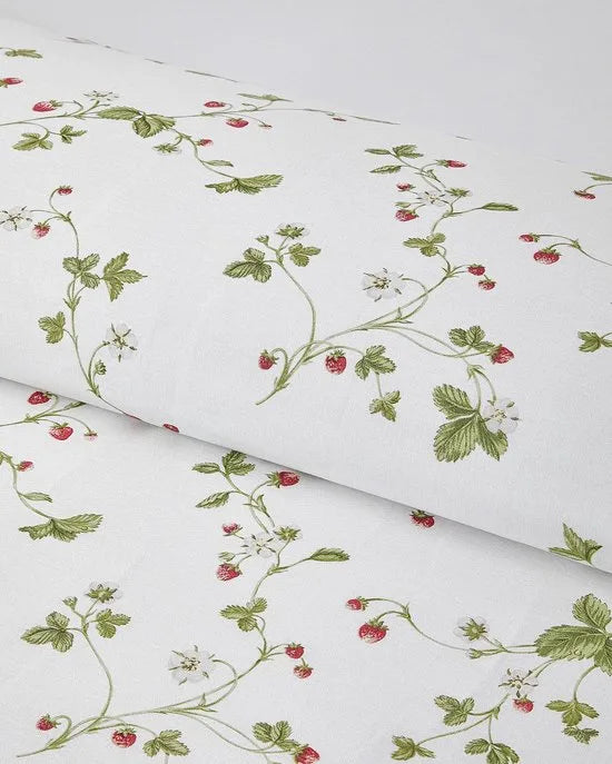 English Home - Strawberry Dekbedovertrekset - Eenpersoons - 100% Katoen - 1 kussensloop - 160 x 220 cm - Rood/Groen