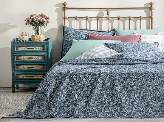 English Home Summer blanket - Bedsprei 150x220 cm - Oranje – Blauw 150 x 220cm Bedsprei 150x220 cm Blauw (1361)