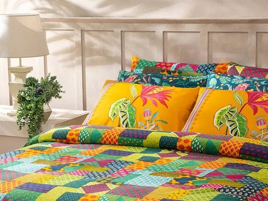English Home Summer blanket - Bedsprei 150x220 cm - Oranje – Groen 150 x 220cm Bedsprei 150x220 cm Groen (0609)