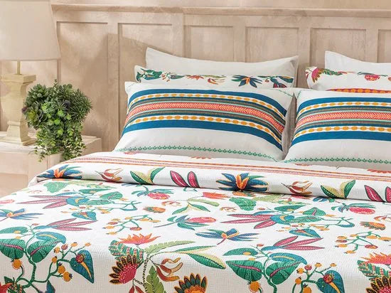 English Home Summer blanket - Bedsprei 150x220 cm - Oranje – Groen 150 x 220cm Bedsprei 150x220 cm Groen (0562)