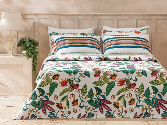 English Home Summer blanket - Bedsprei 150x220 cm - Oranje – Groen 150 x 220cm Bedsprei 150x220 cm Groen (0562)