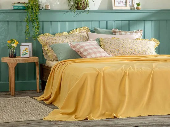 English Home Summer blanket - Bedsprei 150x220 cm - Oranje – Geel 240 x 220cm Bedsprei 240x220 cm Geel (0616)
