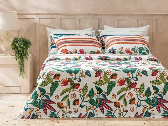 English Home Summer blanket - Bedsprei 150x220 cm - Oranje – Groen 240 x 220cm Bedsprei 240x220 cm Groen (1033)
