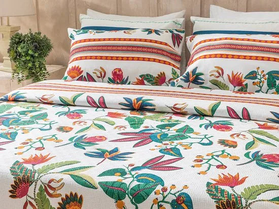 English Home Summer blanket - Bedsprei 150x220 cm - Oranje – Groen 240 x 220cm Bedsprei 240x220 cm Groen (1033)