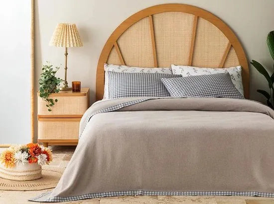 English Home Summer blanket - Bedsprei incl. 1 kussensloop - 150x220 cm - Blauw – Beige