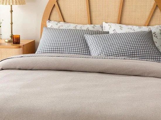 English Home Summer blanket - Bedsprei incl. 1 kussensloop - 150x220 cm - Blauw – Beige