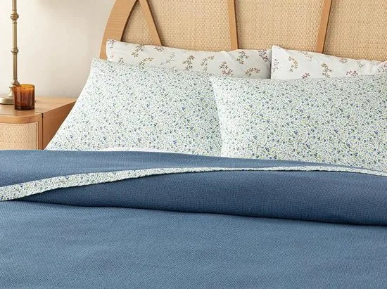 English Home Summer blanket - Bedsprei incl. 1 kussensloop - 150x220 cm - Blauw