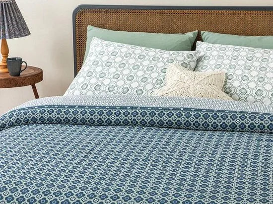 English Home Summer blanket - Bedsprei incl. 1 kussensloop en onderlaken - 150x220 cm - Blauw