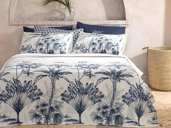 English Home Summer blanket - Bedsprei incl. 2 kussenslopen en onderlaken 200x220 cm - Blauw