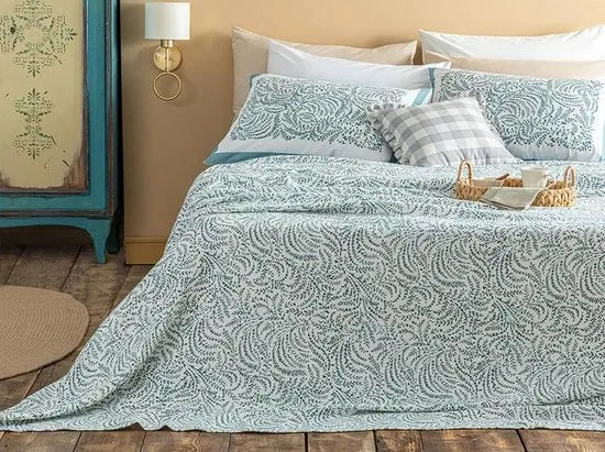 English Home Summer blanket - Bedsprei incl. 2 kussenslopen en onderlaken - 200x220 cm - Blauw