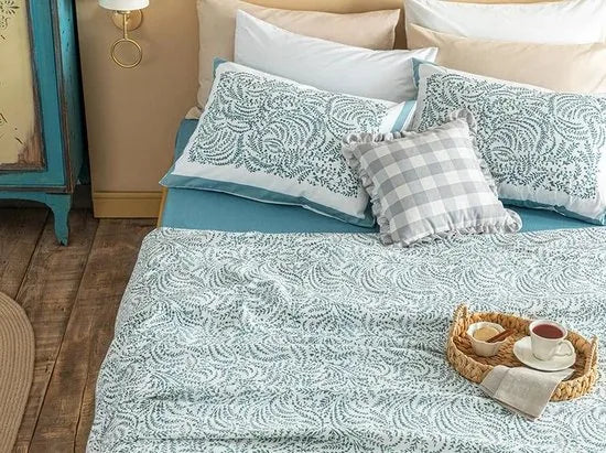 English Home Summer blanket - Bedsprei incl. 2 kussenslopen en onderlaken - 200x220 cm - Blauw
