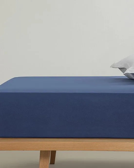 English Home Timeless Hoeslaken - Novella Premium - 100% Katioen - Met elastiek - 100 x 200 cm - Donker Blauw