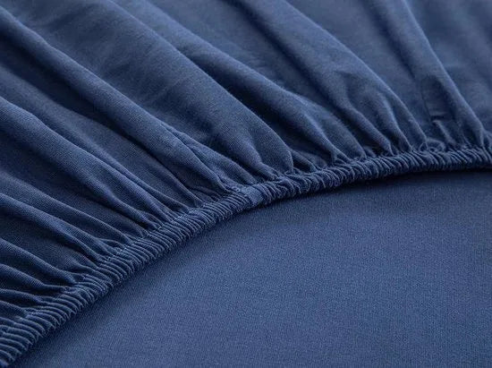 English Home Timeless Hoeslaken - Novella Premium - 100% Katioen - Met elastiek - 100x200 cm - Donker Blauw