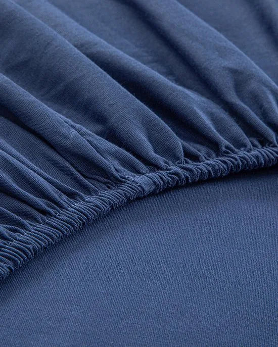 English Home Timeless Hoeslaken - Novella Premium - 100% Katioen - Met elastiek - 100 x 200 cm - Donker Blauw