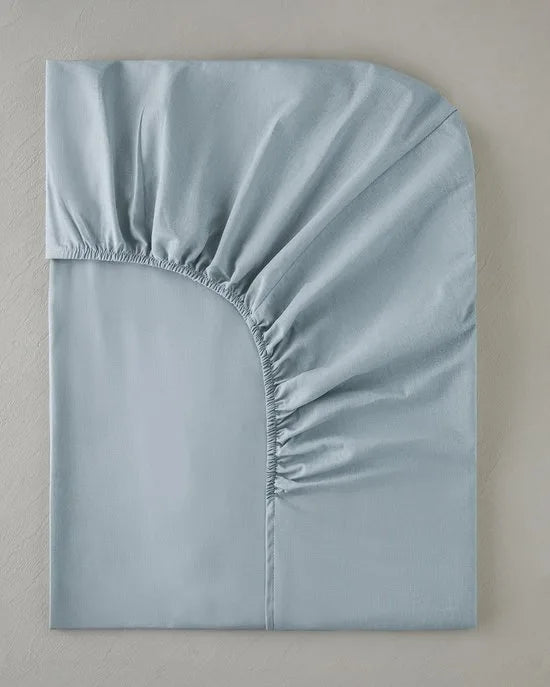 English Home Timeless Hoeslaken - Novella Premium - 100% Katoen - Met elastiek - 100x200 cm - Licht Blauw