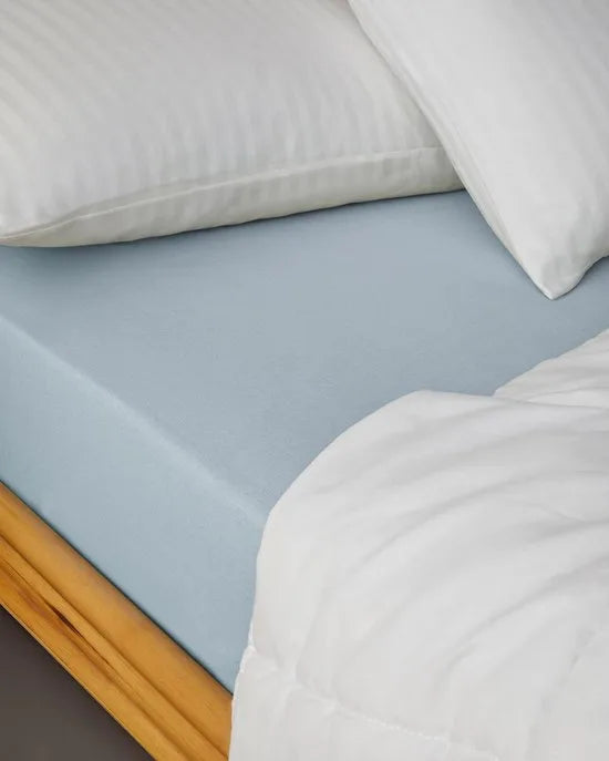 English Home Timeless Hoeslaken - Novella Premium - 100% Katoen - Met elastiek - 100x200 cm - Licht Blauw