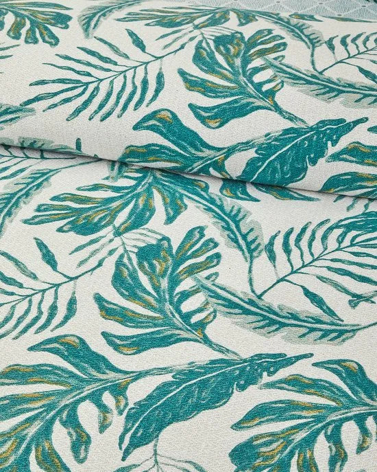 English Home Tropical Breeze - Deken - Zomerdekenset - Tweepersoons - Luxe Uitvoering- Incl. laken 240x260- Flat sheet - Incl. 2 Kussenslopen - 100% Katoen - 200x220 cm - Groen