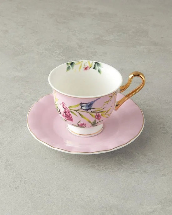 English Home Vanilla Espresso Kopjes - Bone China - Turkse Koffie Kopjes - 2 Persoons - 90 ml - Roze