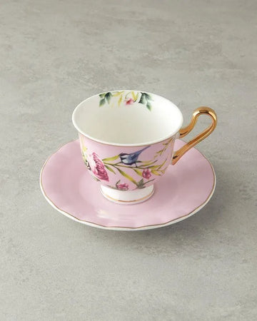 English Home Vanilla Espresso Kopjes - Bone China - Turkse Koffie Kopjes - 2 Persoons - 90 ml - Roze