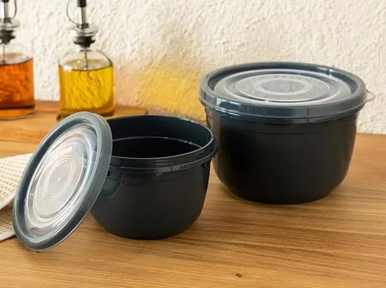 English Home vershoudbakjes - Meal prep bakjes - 2 Stuks - 625+1200 ml - Plastic - Antraciet