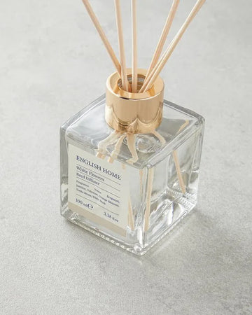 English Home - Witte bloemen - Geurstokjes - 100ml - Beige