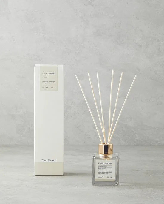 English Home - Witte bloemen - Geurstokjes - 100ml - Beige