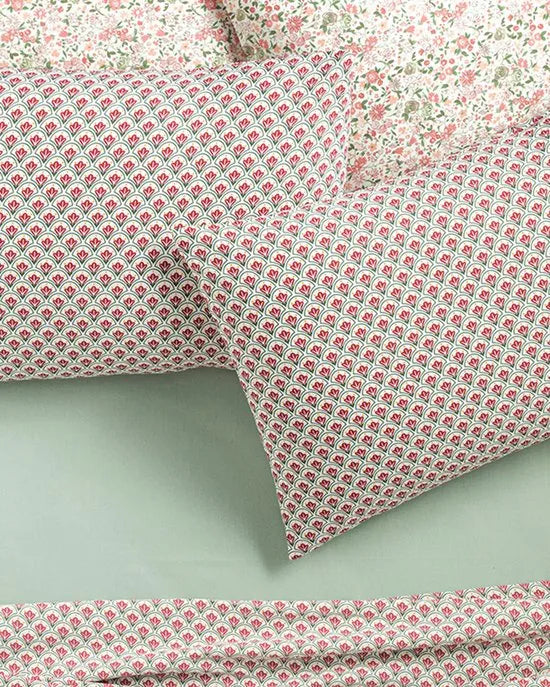 English Home Zoete Tulpen - Kussensloop - Makkelijk strijkbaar - 50x70 cm - 2 stuks - Roze