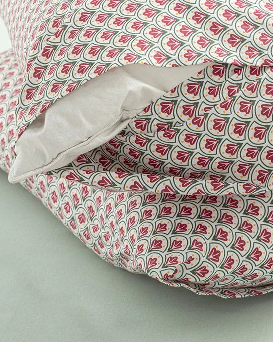 English Home Zoete Tulpen - Kussensloop - Makkelijk strijkbaar - 50x70 cm - 2 stuks - Roze