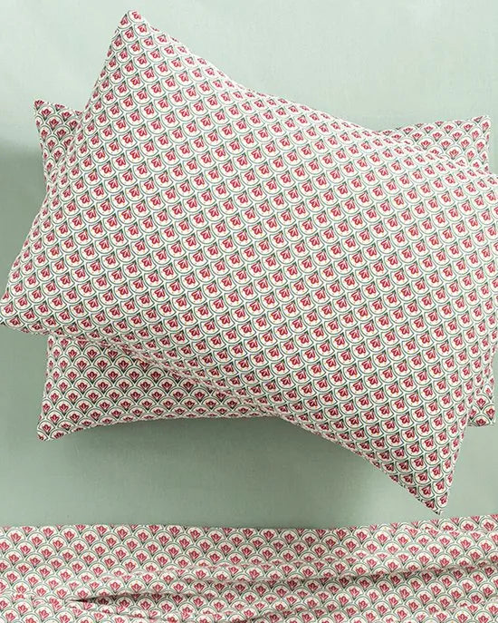 English Home Zoete Tulpen - Kussensloop - Makkelijk strijkbaar - 50x70 cm - 2 stuks - Roze