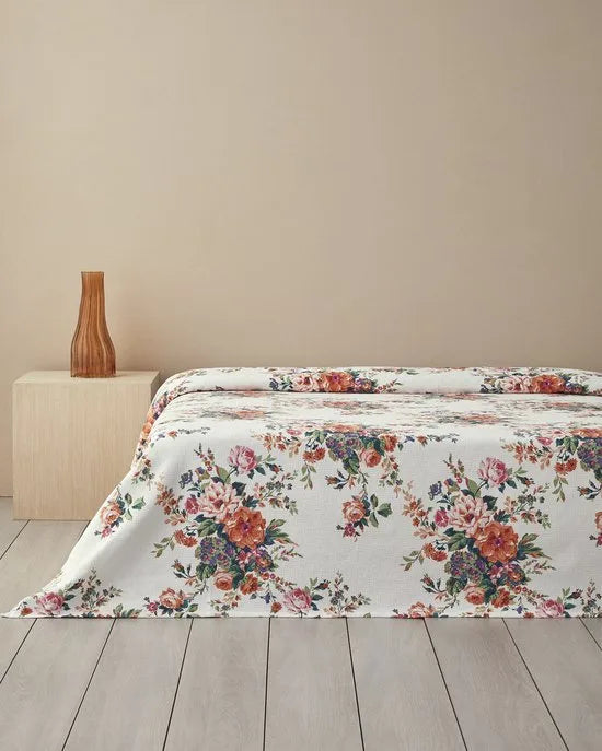 English Home Zomerdeken - Classic Beuaty - Tweepersoons - 100% Katoen - 200 x 220 cm - Flowers