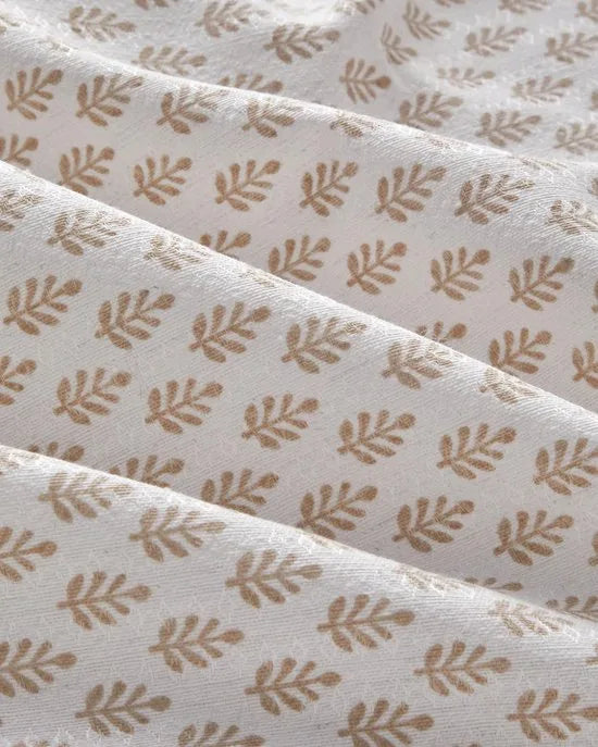 English Home zomerdeken - Pure Leaves - Elegance Bedsprei - Eenpersoons - Dunne Zomerdeken - Katoen - 150x220 cm - Beige