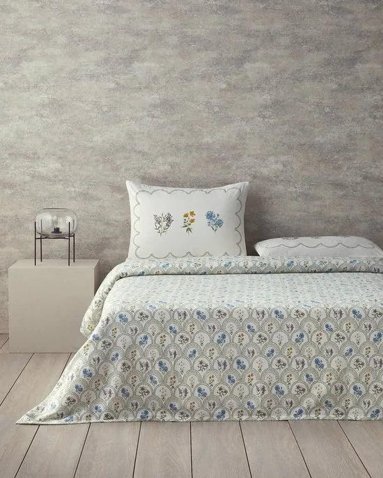 English Home - Zomerdekenset 150x220 cm - Bedsprei - Incl. laken 160x240 -Flat sheet - Incl. 1 Kussensloop - Luxe Uitvoering - Groen