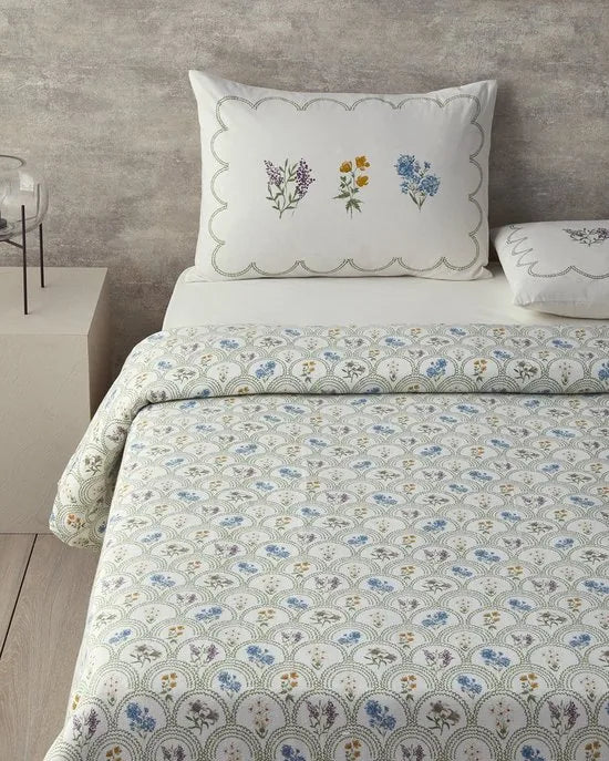English Home - Zomerdekenset 150x220 cm - Bedsprei - Incl. laken 160x240 -Flat sheet - Incl. 1 Kussensloop - Luxe Uitvoering - Groen