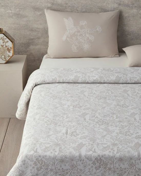 English Home Zomerdekenset - Tweepersoons - Luxe Uitvoering - Bedsprei - Incl. 2 kussenslopen en laken -100% Katoen - 200 x 220 cm - Beige