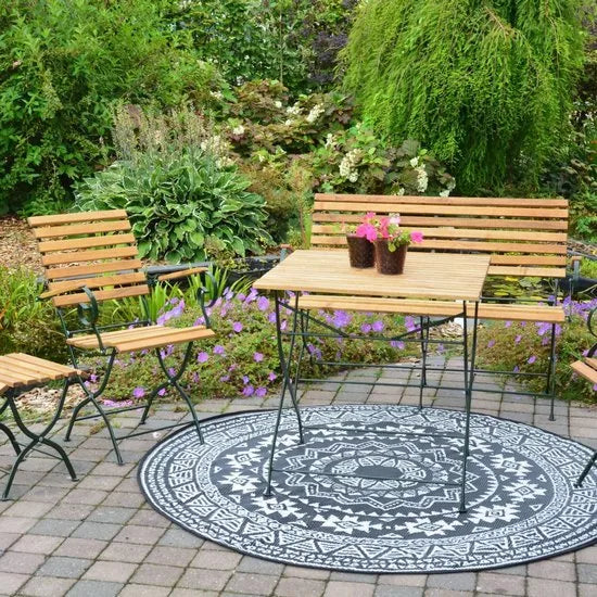 Esschert - Design - Buitenkleed - 180 - cm - zwart - en - wit - OC18