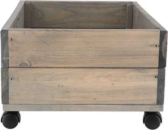 Esschert design plantenbak met zwenkwielen - vurenhout - 59 x 39 x 25 cm - bloembak voor buiten
