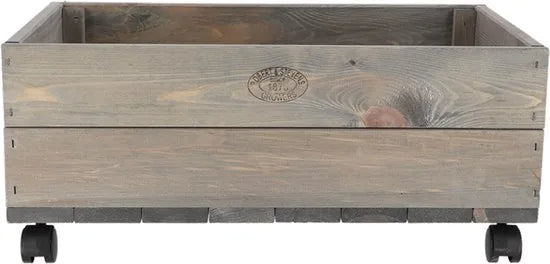 Esschert design plantenbak met zwenkwielen - vurenhout - 59 x 39 x 25 cm - bloembak voor buiten