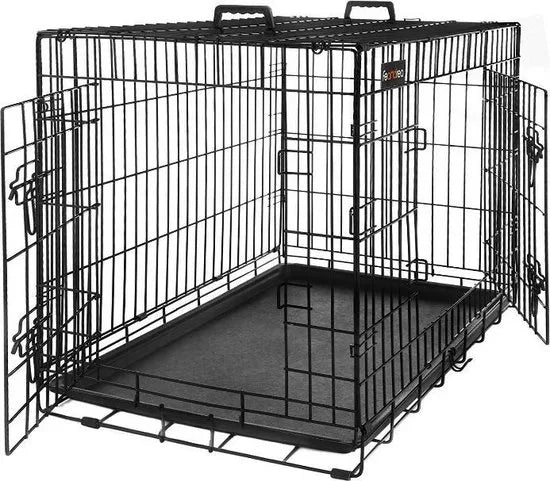 FEANDREA Hondenkooi - Bench - Opvouwbaar - Metaal - Plastic - Zwart - 75x47x54 PPD48H