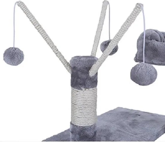 Feandrea Kattenboom Lichtgrijs XL - Krabpaal 154cm - Klimboom Met Hangmat PCT86W