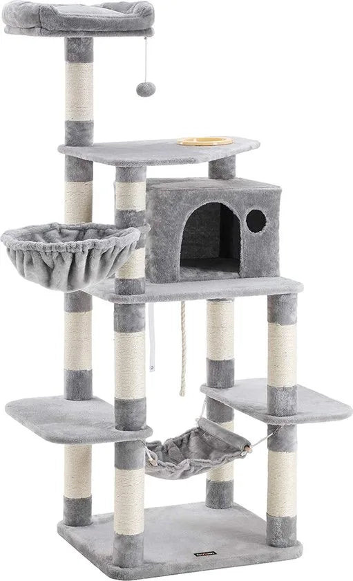 Feandrea Krabpaal XXL - Kattenhuis Lichtgrijs 174 cm - Katten Speelhuisje - Kattenboom