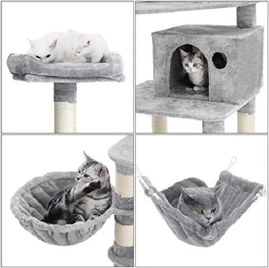 Feandrea Krabpaal XXL - Kattenhuis Lichtgrijs 174 cm - Katten Speelhuisje - Kattenboom