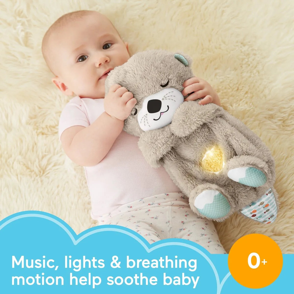 Fisher-Price Bedtijd Otter 30 cm - Baby speelgoed - 0 tot 6 maanden - Knuffel
