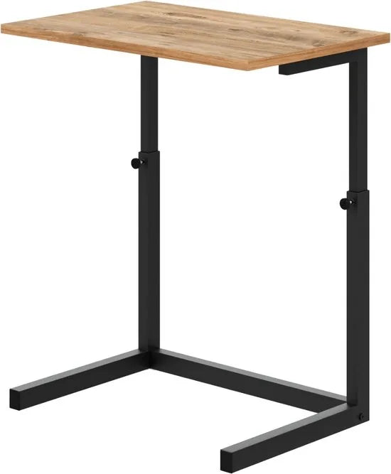 FurniChic -Bijzettafel -Houten en Metalen-Atlantische Grenen -Hoogte Verstelbaar Laptoptafel - Thuis en Kantoor -60x40x43/73 cm