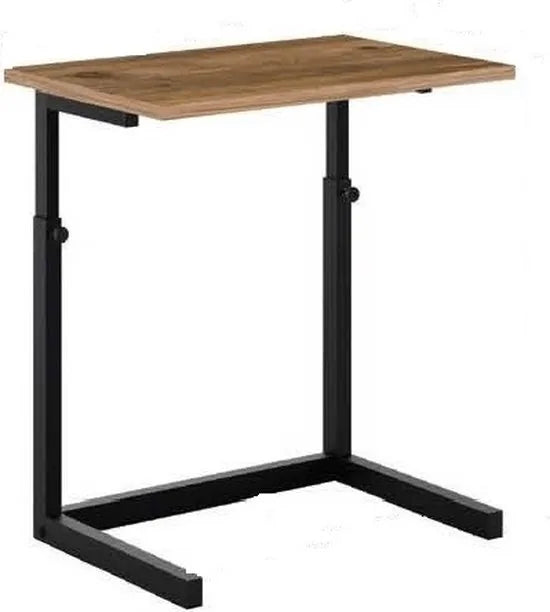 FurniChic -Bijzettafel -Houten en Metalen-Atlantische Grenen -Hoogte Verstelbaar Laptoptafel - Thuis en Kantoor -60x40x43/73 cm