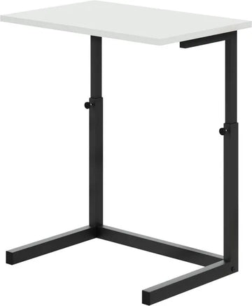 FurniChic - Bijzettafel - Houten en Metalen - Wit - Hoogte Verstelbaar Laptoptafel - Thuis en Kantoor - 60x40x43/73 cm