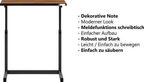 FurniChic - Bijzettafels - Salontafels - Plantentafel - Houten in Hoogte Verstelbare Laptoptafel - Thuiswerken -Bijzettafel metaal met hout - Vintage Bruin | 60x40x43/73cm -
