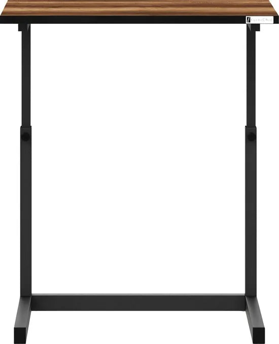 FurniChic - Bijzettafels - Salontafels - Plantentafel - Houten in Hoogte Verstelbare Laptoptafel - Thuiswerken -Bijzettafel metaal met hout - Vintage Bruin | 60x40x43/73cm -