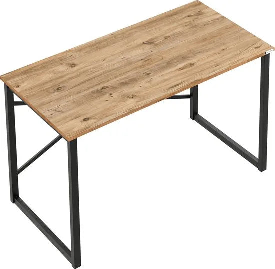 FurniChic, computertafel, bureau computertafel, laptop en PC tafel, studie bureau, industrieel ontwerp, voor thuiskantoor, eenvoudige montage, PINE((Atlantische Grenen)- maat 120x60x73 cm((lxbxh)