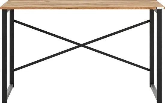 FurniChic, computertafel, bureau computertafel, laptop en PC tafel, studie bureau, industrieel ontwerp, voor thuiskantoor, eenvoudige montage, PINE((Atlantische Grenen)- maat 120x60x73 cm((lxbxh)