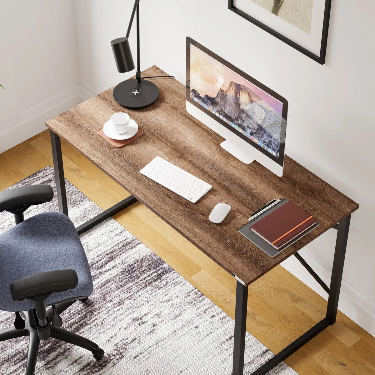 FurniChic, computertafel, bureau computertafel, laptop en PC tafel, studie bureau, industrieel ontwerp, voor thuiskantoor, eenvoudige montage, OAK(sacramento EIK)- 120x60x73 cm(lxbxh)